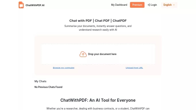 ChatWithPDF.ai — бесплатная нейросеть   для таблиц и PDF,  для суммаризации текста,  для повышения продуктивности,  в образовании. Бесплатная версия с ограниченным функционалом, есть платные тарифы.