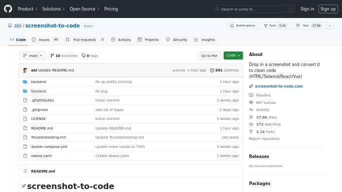 Screenshot To Code — бесплатная нейросеть   Open Source,  для no Code/Low Code разработки. 
