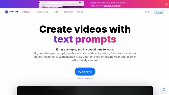InVideo — бесплатная нейросеть   для редактирования видео. Бесплатная версия с ограниченным функционалом, есть платные тарифы.