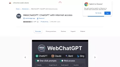 Нейросеть WebChatGPT - Расширения ChatGPT,Продуктивность