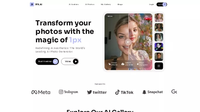 1PX.AI — платная нейросеть   для редактирования изображений,  для маркетинга. Бесплатная версия с ограниченным функционалом, есть платные тарифы.