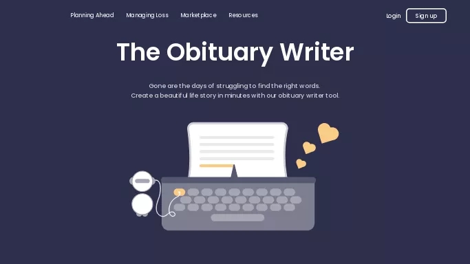 Obituary Writer — бесплатная нейросеть   для повышения продуктивности, для помощи в автоматизации. Бесплатная версия с ограниченным функционалом, есть платные тарифы.