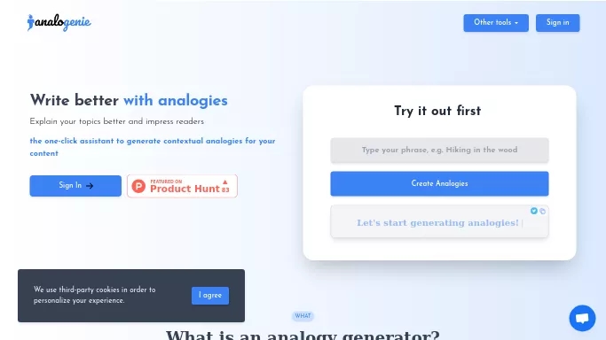 Analogenie — бесплатная нейросеть   для помощи в образовании,  для копирайтинга. Бесплатная версия с ограниченным функционалом, есть платные тарифы.