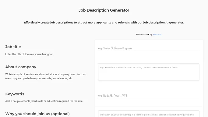Job Description Generator — бесплатная нейросеть . 