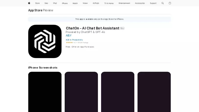 ChatOn — бесплатная нейросеть   для повышения продуктивности, для помощи в автоматизации,  — чат-бот,  для написания текста. Бесплатная версия с ограниченным функционалом, есть платные тарифы.