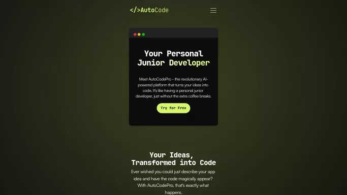 AutoCode Pro — бесплатная нейросеть   для разработки программного обеспечения. Бесплатная версия с ограниченным функционалом, есть платные тарифы.