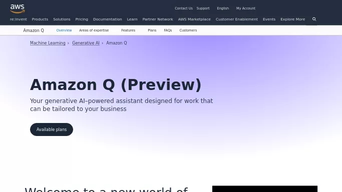 Amazon Q — платная нейросеть   — чат-бот. Бесплатная версия с ограниченным функционалом, есть платные тарифы.