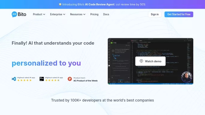 Bito AI — бесплатная нейросеть   для разработки программного обеспечения. 