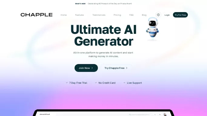 Chapple AI — платная нейросеть   для повышения продуктивности,  для копирайтинга. 
