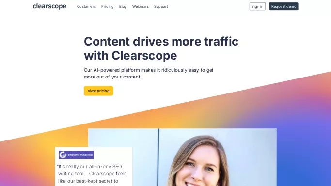 Clearscope — платная нейросеть   для копирайтинга,  для маркетинга. Бесплатная версия с ограниченным функционалом, есть платные тарифы.