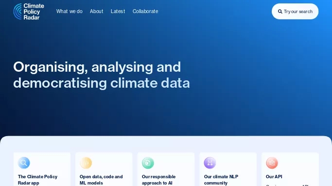 Climate Policy Radar — бесплатная нейросеть   для анализа данных,  для научно-исследовательской деятельности. 