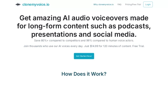Clonemyvoice.io — платная нейросеть   для повышения продуктивности, для помощи в автоматизации. Бесплатная версия с ограниченным функционалом, есть платные тарифы.
