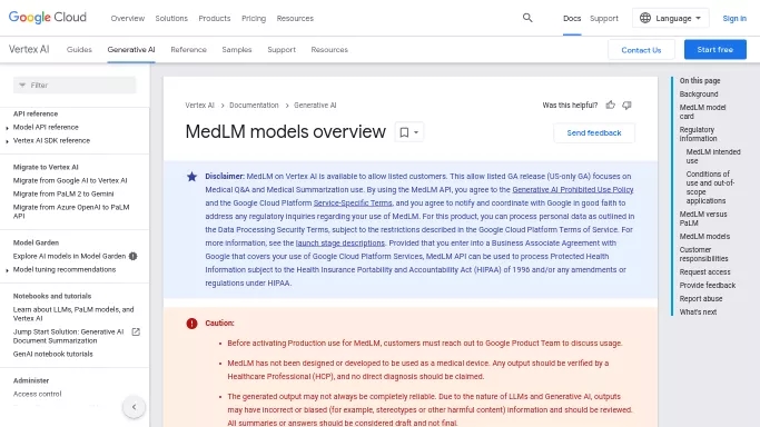 MedLM by Google — платная нейросеть  undefined,  в медицине. Бесплатная версия с ограниченным функционалом, есть платные тарифы.