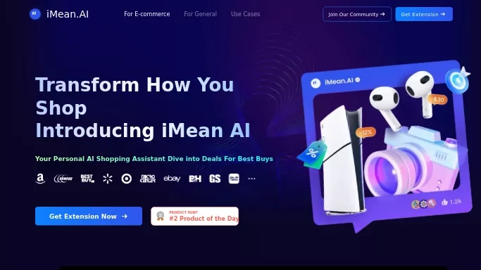 iMean Shopping — бесплатная нейросеть   для маркетинга,  для повышения продуктивности. 