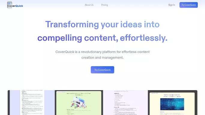 CoverQuick — бесплатная нейросеть   для маркетинга,  помогающие в управлении персоналом,  для повышения продуктивности. 