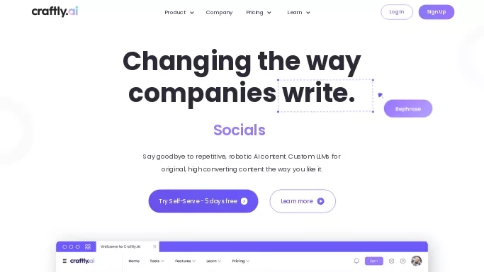 Craftly.ai — платная нейросеть   для написания текста. Бесплатная версия с ограниченным функционалом, есть платные тарифы.