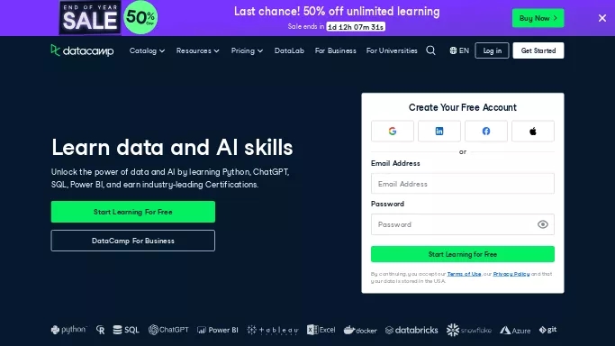 DataCamp — бесплатная нейросеть   для анализа данных,  для помощи в образовании. Бесплатная версия с ограниченным функционалом, есть платные тарифы.