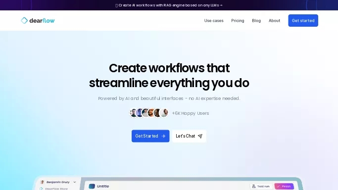 DearFlow — бесплатная нейросеть  для помощи в автоматизации. 