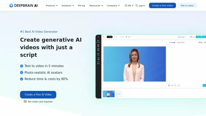 DeepBrain AI — платная нейросеть   для создания видео. Бесплатная версия с ограниченным функционалом, есть платные тарифы.
