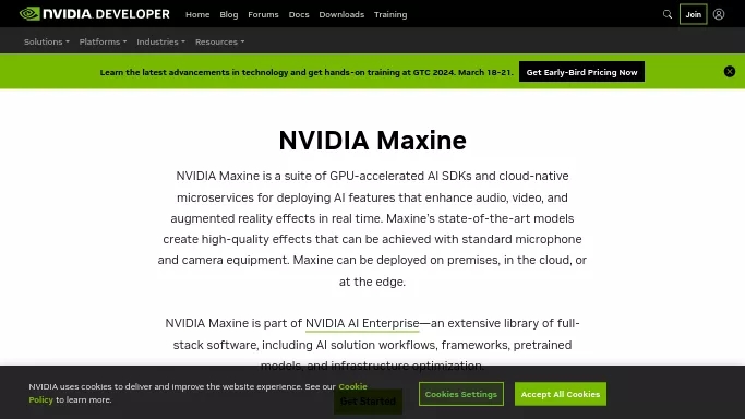 Nvidia Maxine — платная нейросеть   для разработки программного обеспечения,  для редактирования видео. 