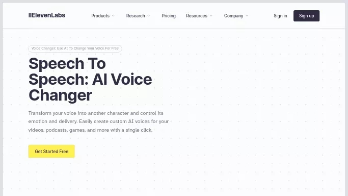 AI Voice Changer by ElevenLabs — бесплатная нейросеть   для редактирования аудио. Бесплатная версия с ограниченным функционалом, есть платные тарифы.