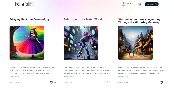 FairyTailAI — платная нейросеть   для сторителлинга. Бесплатная версия с ограниченным функционалом, есть платные тарифы.