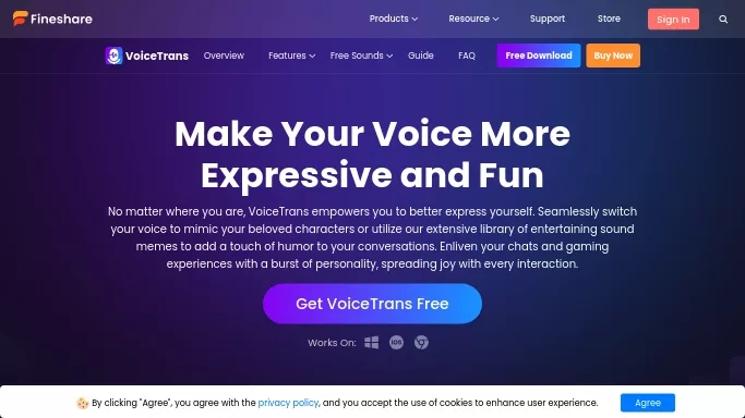 VoiceTrans Fineshare — бесплатная нейросеть   для редактирования аудио. Бесплатная версия с ограниченным функционалом, есть платные тарифы.