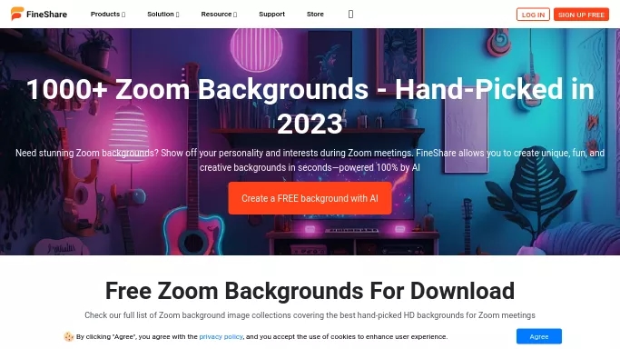 Fineshare Zoom Background — бесплатная нейросеть   для создания изображений. Бесплатная версия с ограниченным функционалом, есть платные тарифы.