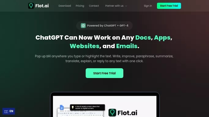 Flot.ai — бесплатная нейросеть   для копирайтинга. Бесплатная версия с ограниченным функционалом, есть платные тарифы.