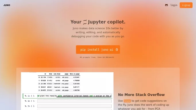 Juno — платная нейросеть   для разработки программного обеспечения. Бесплатная версия с ограниченным функционалом, есть платные тарифы.
