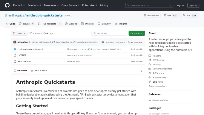 Anthropic Quickstarts — бесплатная нейросеть   для разработки программного обеспечения,  Open Source. 