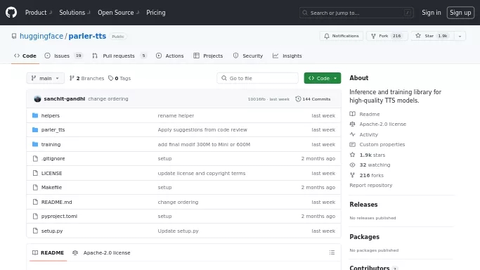 Parler-TTS — бесплатная нейросеть   Open Source,  для создания голоса. 
