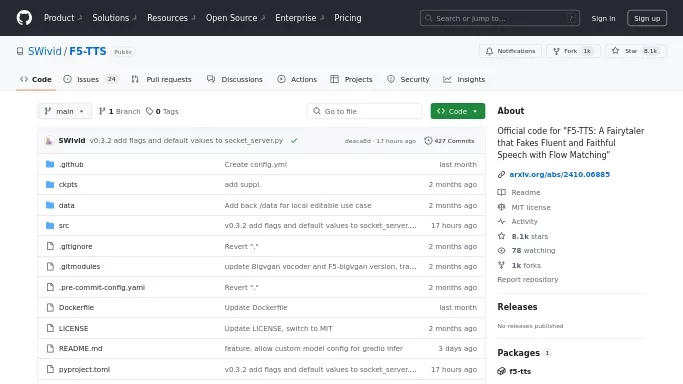F5-TTS — бесплатная нейросеть   для разработки программного обеспечения,  Open Source,  для создания голоса. 