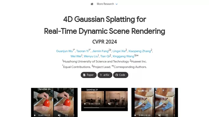 4D Gaussian Splatting — бесплатная нейросеть   для 3D и анимации. 