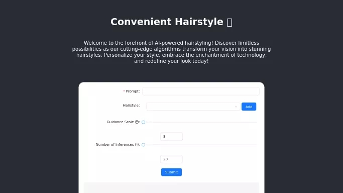 Convenient Hairstyle — бесплатная нейросеть   для развлечений. 