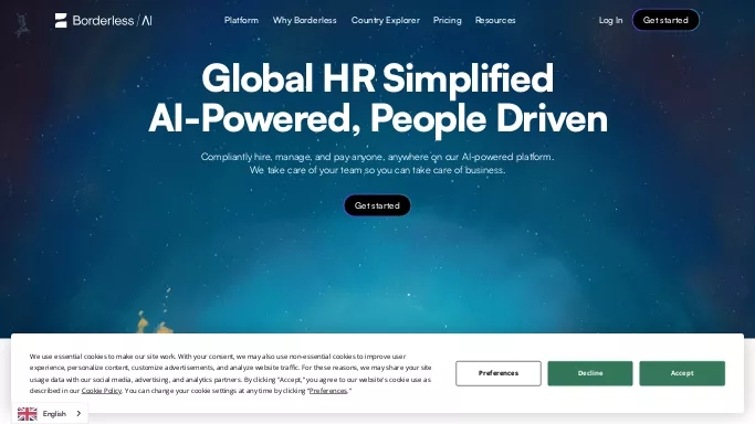 Borderless AI — бесплатная нейросеть   помогающие в управлении персоналом,  в области права,  для работы с финансами. Бесплатная версия с ограниченным функционалом, есть платные тарифы.