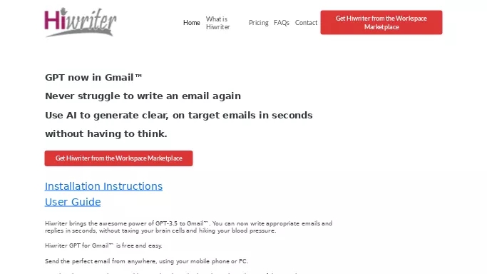 Hiwriter GPT for Gmail — бесплатная нейросеть   для работы с электронной почтой. 