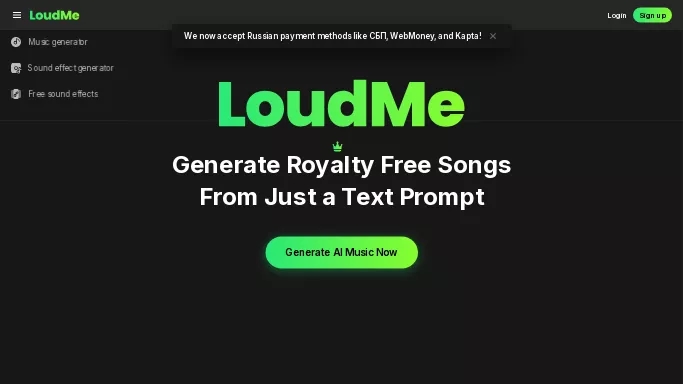 LoudMe — бесплатная нейросеть   для создания музыки. 