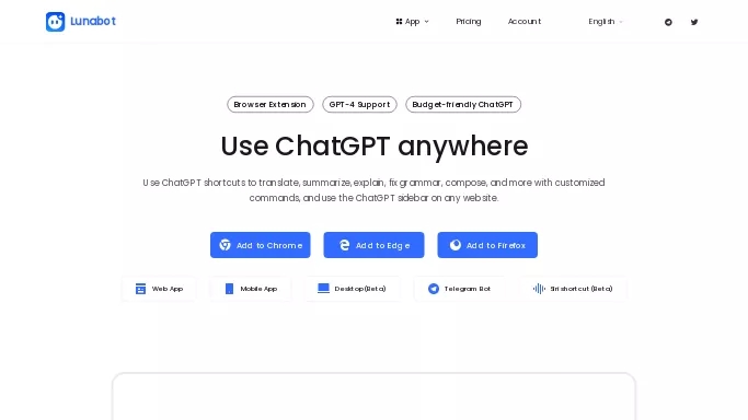Lunabot — бесплатная нейросеть   для написания текста. Бесплатная версия с ограниченным функционалом, есть платные тарифы.