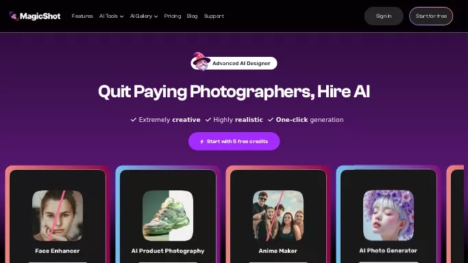 MagicShot.ai — бесплатная нейросеть   для редактирования изображений,  для создания изображений. Бесплатная версия с ограниченным функционалом, есть платные тарифы.