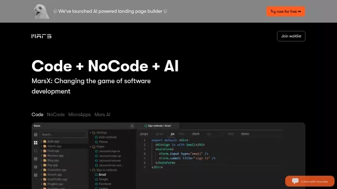 Mars Ai — бесплатная нейросеть   для разработки программного обеспечения,  для no Code/Low Code разработки,  для дизайна. 