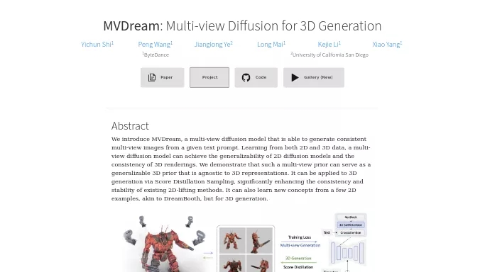 MVDream — бесплатная нейросеть  undefined,  Open Source. 