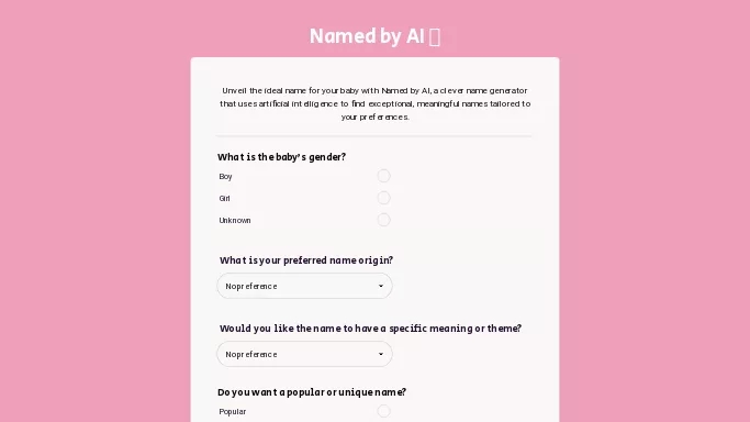 Named by AI — бесплатная нейросеть   для развлечений. 