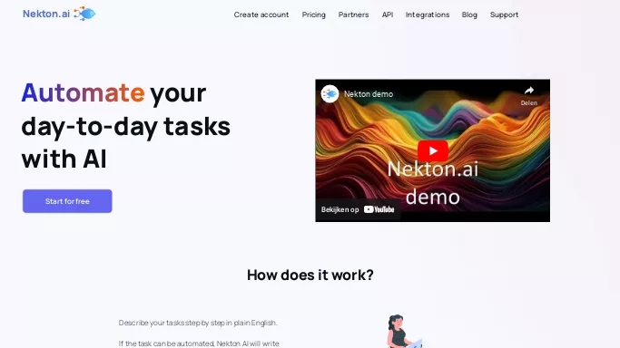 Nekton.ai — бесплатная нейросеть  для помощи в автоматизации. Бесплатная версия с ограниченным функционалом, есть платные тарифы.