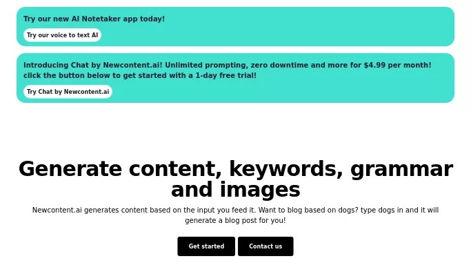 Newcontent — платная нейросеть   для написания текста. Бесплатная версия с ограниченным функционалом, есть платные тарифы.