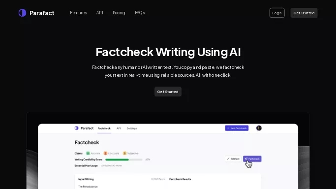 Parafact — платная нейросеть   для научно-исследовательской деятельности. Бесплатная версия с ограниченным функционалом, есть платные тарифы.