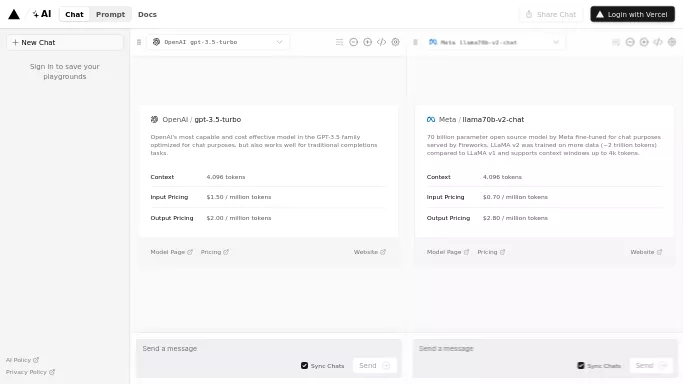 Vercel AI Playground — бесплатная нейросеть   для разработки программного обеспечения. 