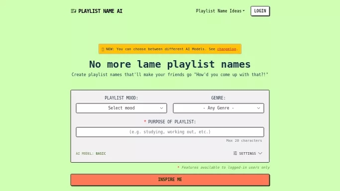 PlaylistName AI — бесплатная нейросеть   для создания музыки. 
