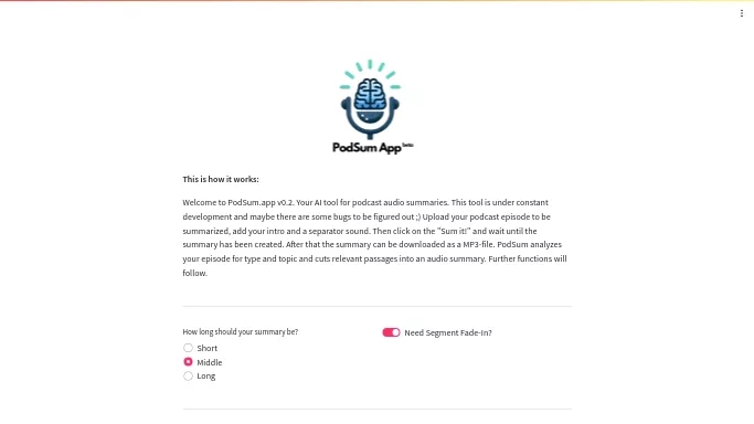 Podsum — бесплатная нейросеть   для редактирования аудио. 