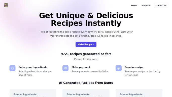 AI Recipe Generator — бесплатная нейросеть   для развлечений,  для повышения продуктивности. 